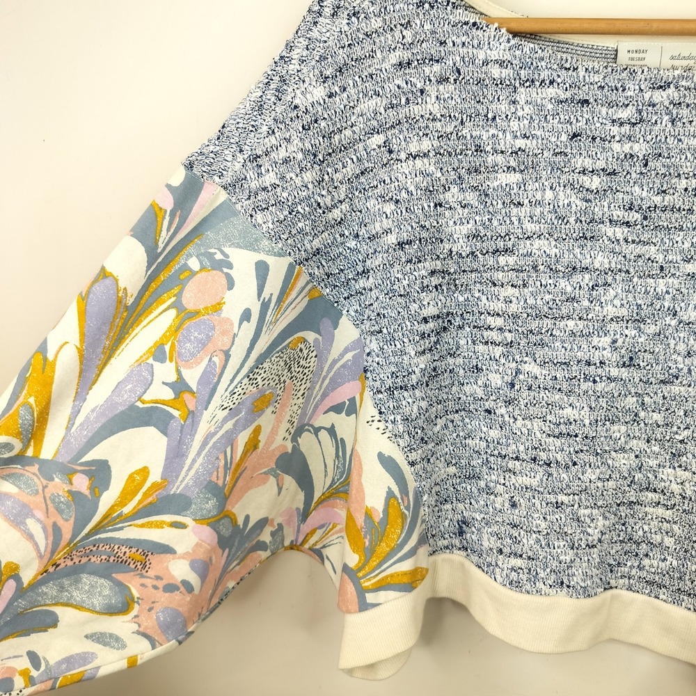 Saturday Sunday Anthropologie Flora Printed Sweatshirt XS Oversize dolman Sleeve - Picture 5 of 11